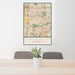 24x36 Jurupa Valley California Map Print Portrait Orientation in Woodblock Style Behind 2 Chairs Table and Potted Plant