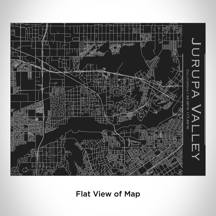 Rendered View of Jurupa Valley California Map Engraving on 20oz Stainless Steel Insulated Bottle with Bamboo Top in Black