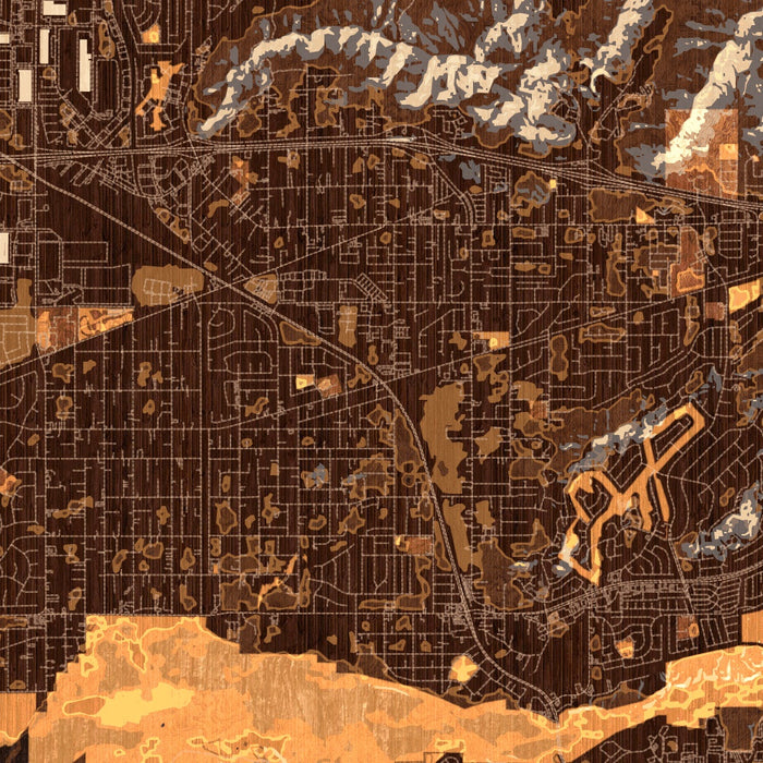 Jurupa Valley California Map Print in Ember Style Zoomed In Close Up Showing Details