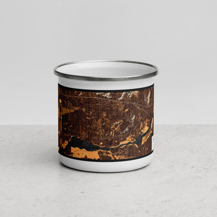 Front View Custom Jurupa Valley California Map Enamel Mug in Ember