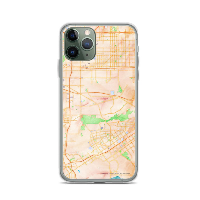 Custom iPhone 11 Pro Jurupa Valley California Map Phone Case in Watercolor