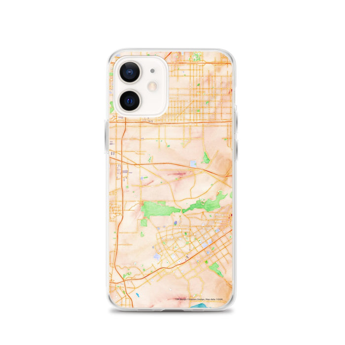 Custom iPhone 12 Jurupa Valley California Map Phone Case in Watercolor