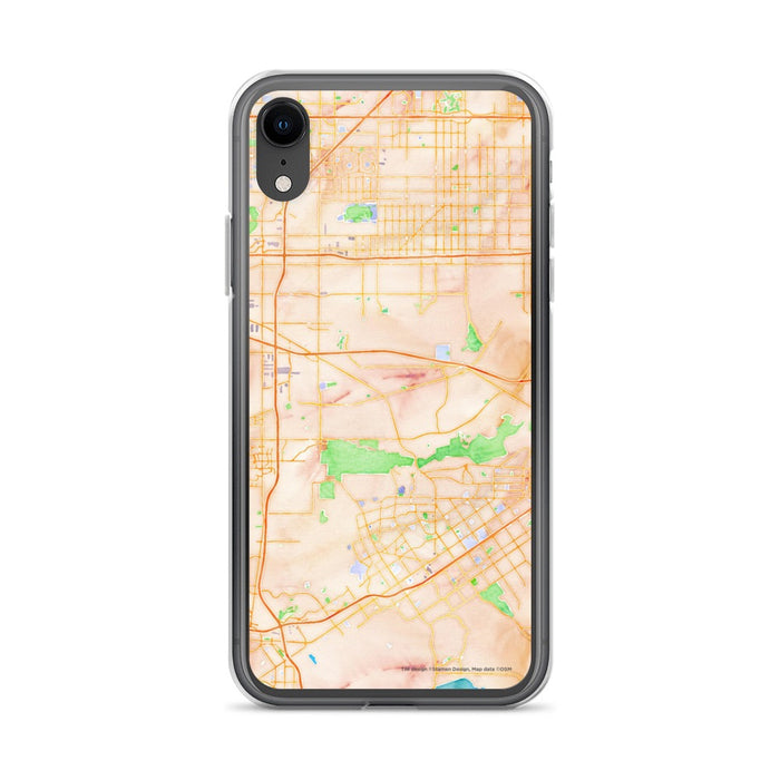 Custom iPhone XR Jurupa Valley California Map Phone Case in Watercolor