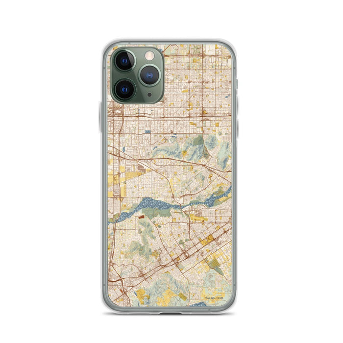 Custom iPhone 11 Pro Jurupa Valley California Map Phone Case in Woodblock
