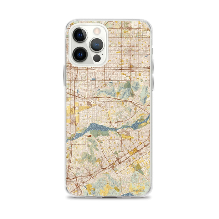 Custom iPhone 12 Pro Max Jurupa Valley California Map Phone Case in Woodblock