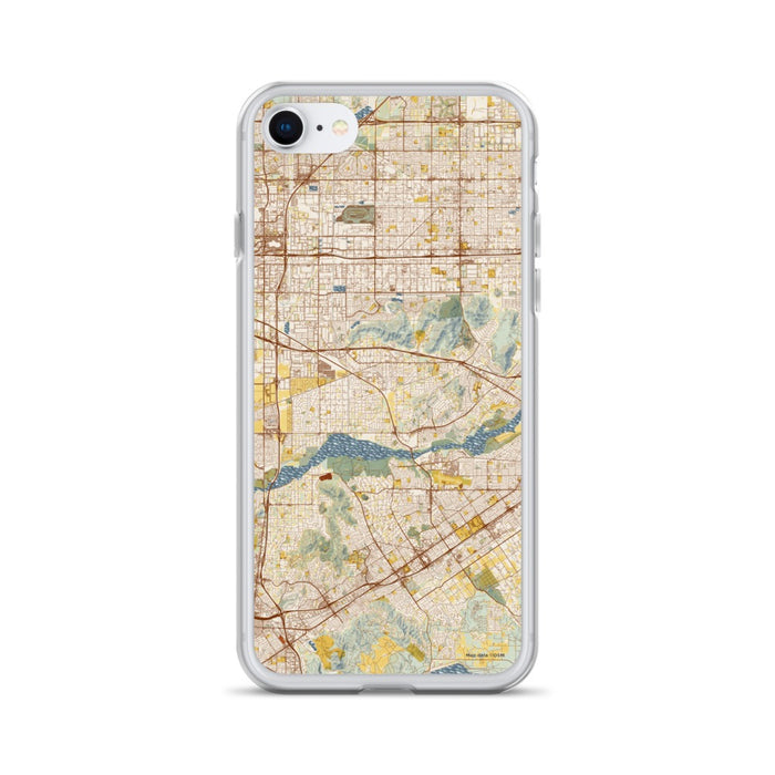 Custom iPhone SE Jurupa Valley California Map Phone Case in Woodblock