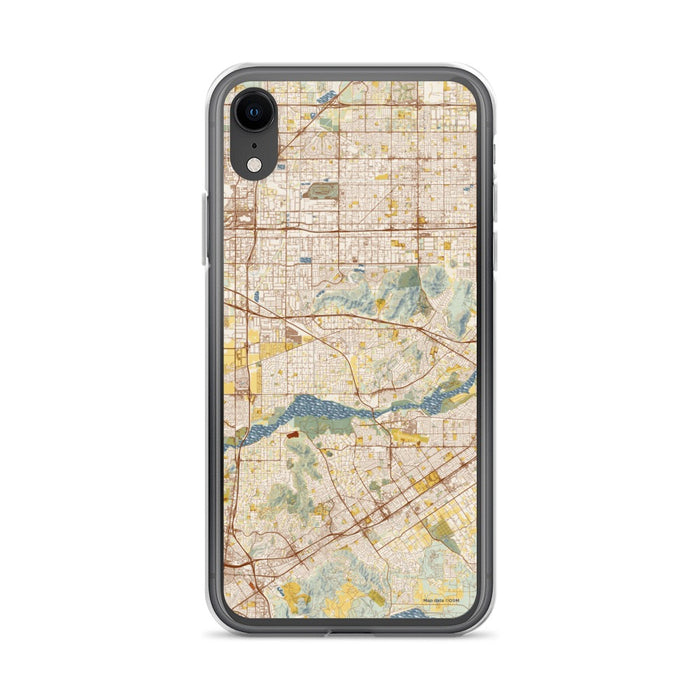 Custom iPhone XR Jurupa Valley California Map Phone Case in Woodblock