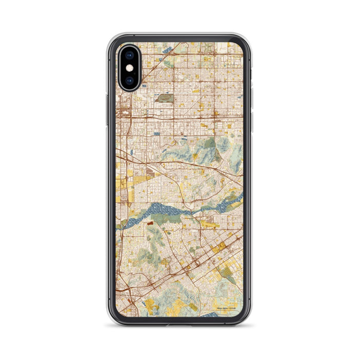 Custom iPhone XS Max Jurupa Valley California Map Phone Case in Woodblock