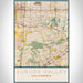Jurupa Valley California Map Print Portrait Orientation in Woodblock Style With Shaded Background
