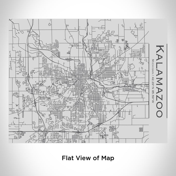 Rendered View of Kalamazoo Michigan Map Engraving on 20oz Stainless Steel Insulated Bottle with Bamboo Top