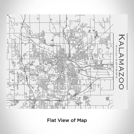 Rendered View of Kalamazoo Michigan Map Engraving on 20oz Stainless Steel Insulated Bottle with Bamboo Top in White