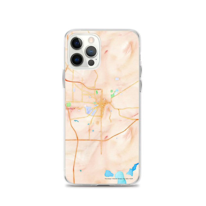 Custom Kalamazoo Michigan Map iPhone 12 Pro Phone Case in Watercolor