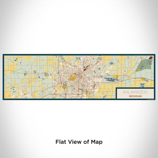 Flat View of Map Custom Kalamazoo Michigan Map Enamel Mug in Woodblock