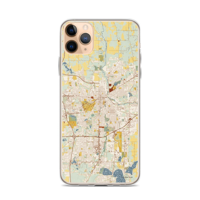 Custom Kalamazoo Michigan Map Phone Case in Woodblock