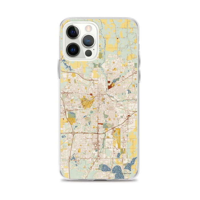 Custom Kalamazoo Michigan Map iPhone 12 Pro Max Phone Case in Woodblock
