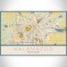 Kalamazoo Michigan Map Print Landscape Orientation in Woodblock Style With Shaded Background