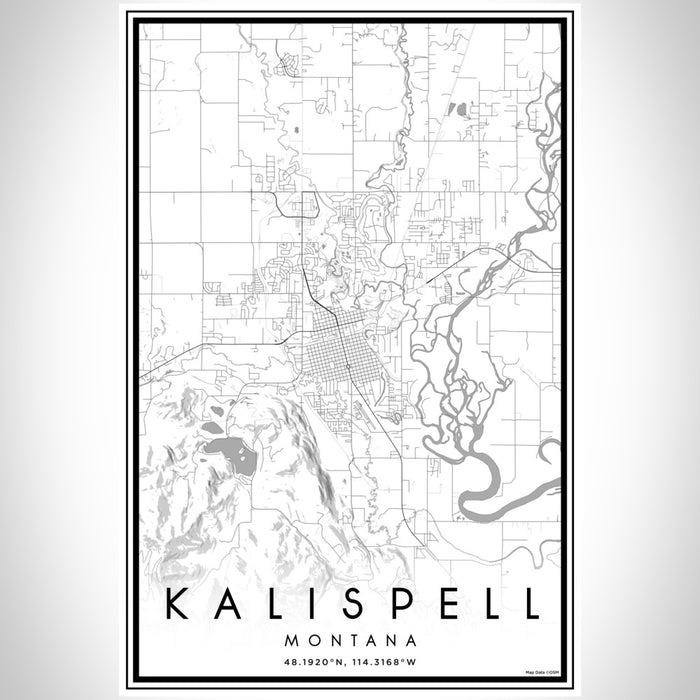 Kalispell Montana Map Print Portrait Orientation in Classic Style With Shaded Background
