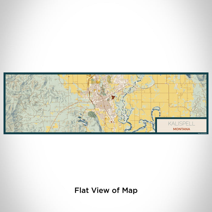 Flat View of Map Custom Kalispell Montana Map Enamel Mug in Woodblock