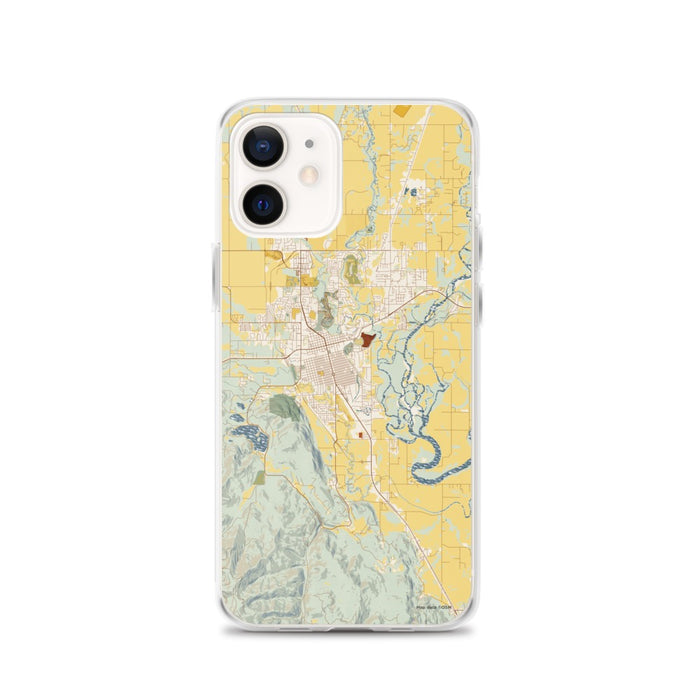 Custom Kalispell Montana Map iPhone 12 Phone Case in Woodblock