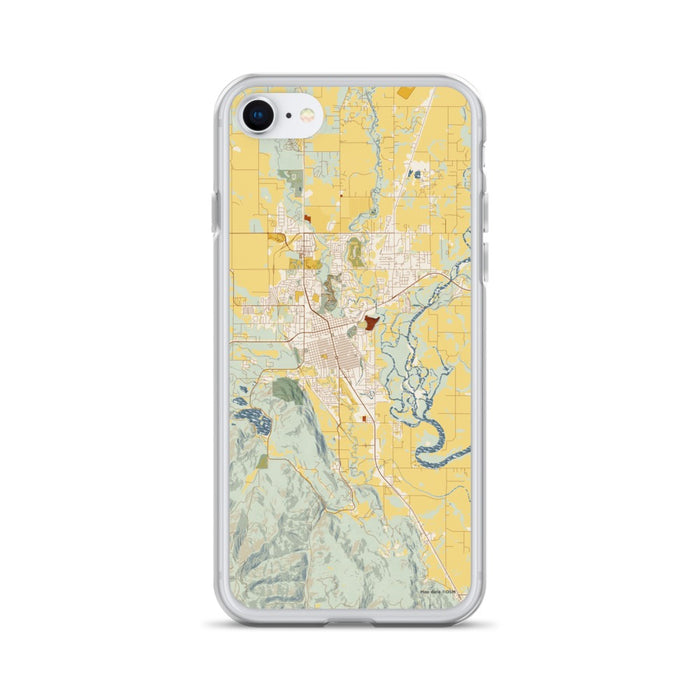 Custom Kalispell Montana Map iPhone SE Phone Case in Woodblock