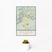 12x18 Kanab Utah Map Print Portrait Orientation in Woodblock Style With Small Cactus Plant in White Planter