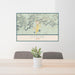 24x36 Kanab Utah Map Print Lanscape Orientation in Woodblock Style Behind 2 Chairs Table and Potted Plant