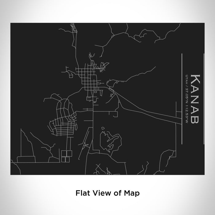 Rendered View of Kanab Utah Map Engraving on 20oz Stainless Steel Insulated Bottle with Bamboo Top in Black