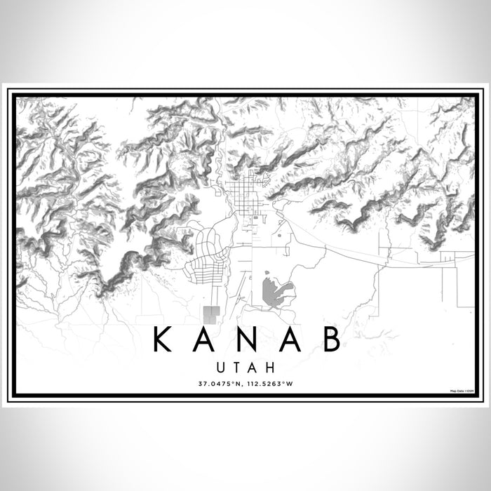 Kanab Utah Map Print Landscape Orientation in Classic Style With Shaded Background
