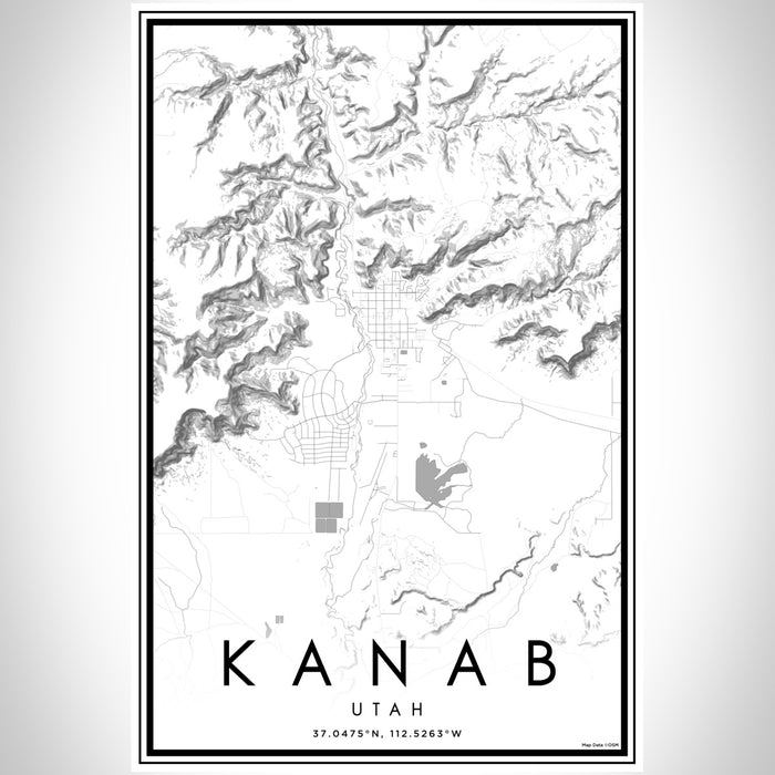 Kanab Utah Map Print Portrait Orientation in Classic Style With Shaded Background