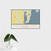 16x24 Kangaroo Lake Wisconsin Map Print Landscape Orientation in Woodblock Style With Tropical Plant Leaves in Water