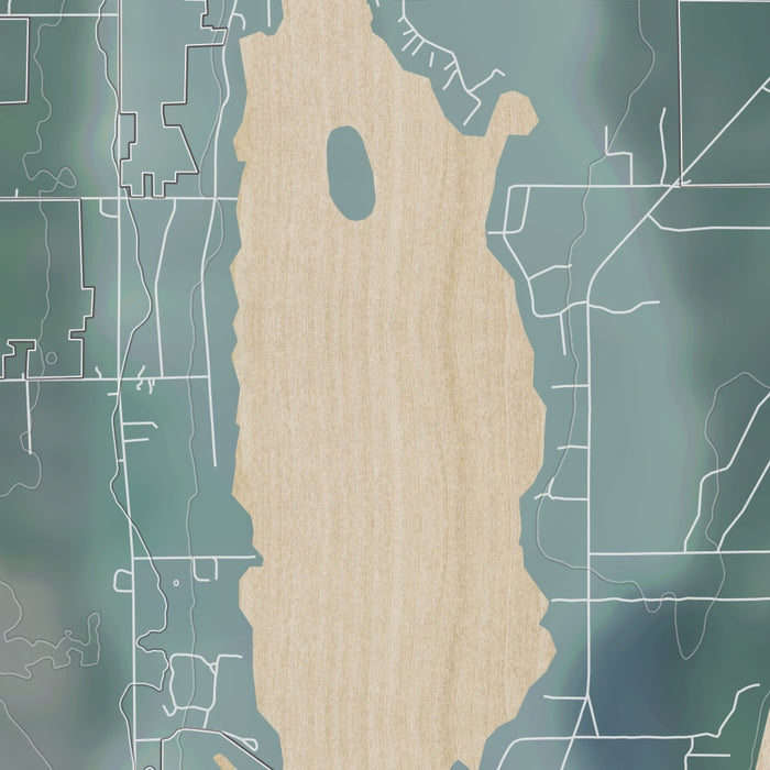 Kangaroo Lake Wisconsin Map Print in Afternoon Style Zoomed In Close Up Showing Details