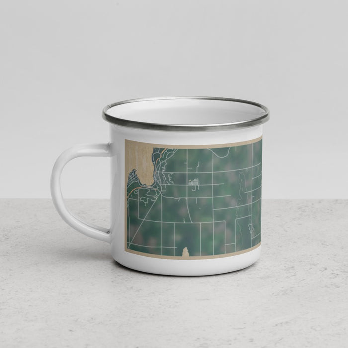 Left View Custom Kangaroo Lake Wisconsin Map Enamel Mug in Afternoon