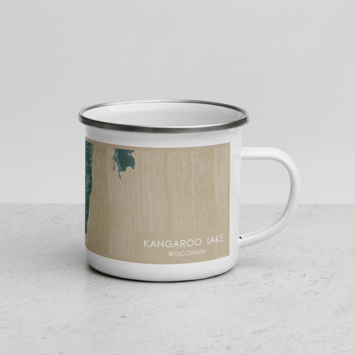 Right View Custom Kangaroo Lake Wisconsin Map Enamel Mug in Afternoon