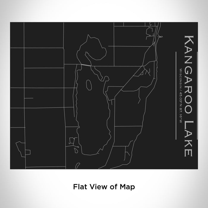 Rendered View of Kangaroo Lake Wisconsin Map Engraving on 20oz Stainless Steel Insulated Bottle with Bamboo Top in Black