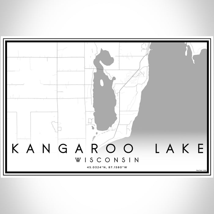 Kangaroo Lake Wisconsin Map Print Landscape Orientation in Classic Style With Shaded Background