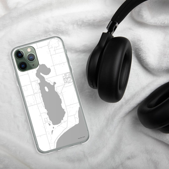 Custom Kangaroo Lake Wisconsin Map Phone Case in Classic on Table with Black Headphones