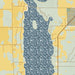 Kangaroo Lake Wisconsin Map Print in Woodblock Style Zoomed In Close Up Showing Details