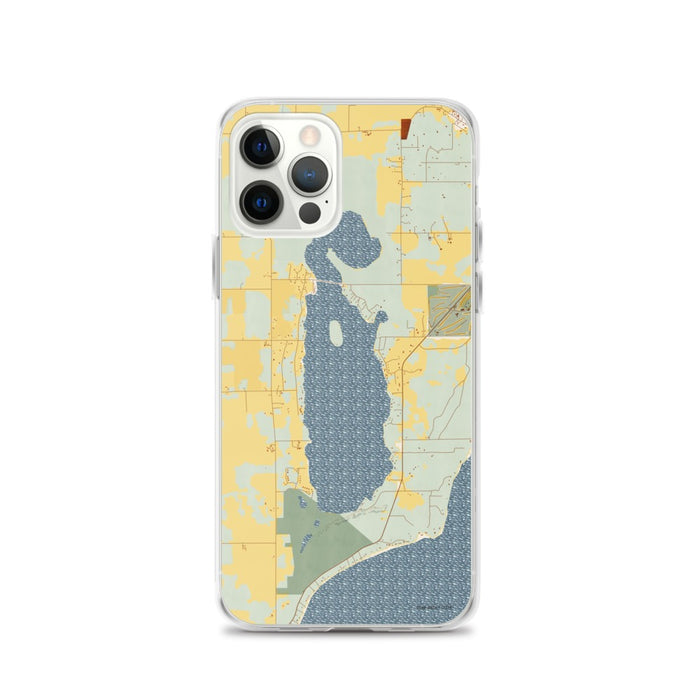Custom iPhone 12 Pro Kangaroo Lake Wisconsin Map Phone Case in Woodblock