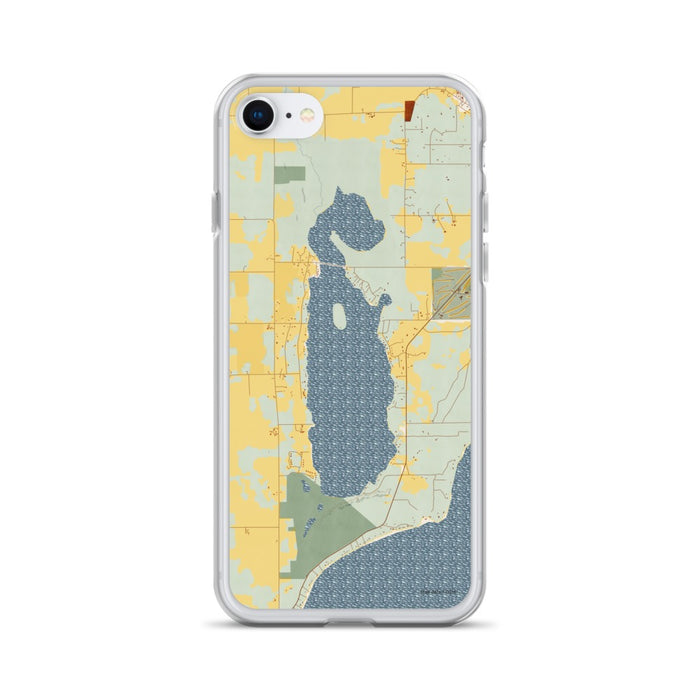 Custom iPhone SE Kangaroo Lake Wisconsin Map Phone Case in Woodblock