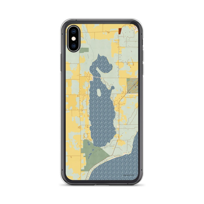 Custom iPhone XS Max Kangaroo Lake Wisconsin Map Phone Case in Woodblock