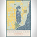 Kangaroo Lake Wisconsin Map Print Portrait Orientation in Woodblock Style With Shaded Background