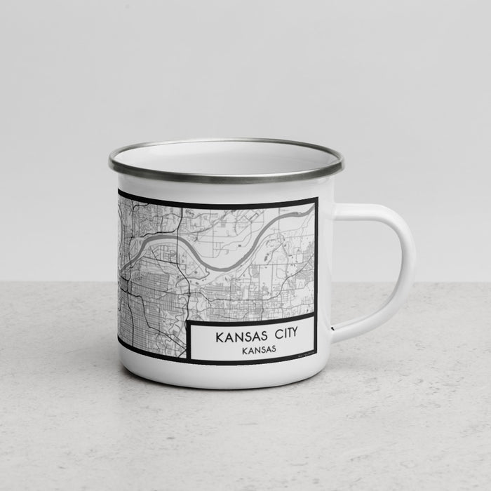 Right View Custom Kansas City Kansas Map Enamel Mug in Classic