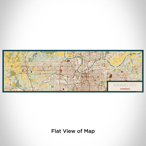 Flat View of Map Custom Kansas City Kansas Map Enamel Mug in Woodblock