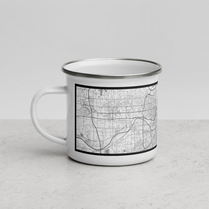 Left View Custom Kansas City Missouri Map Enamel Mug in Classic