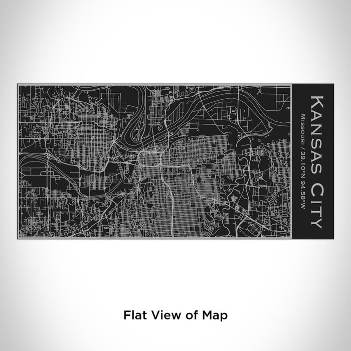 Rendered View of Kansas City Missouri Map Engraving on 17oz Stainless Steel Insulated Cola Bottle in Black