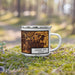 Right View Custom Kansas City Missouri Map Enamel Mug in Ember on Grass With Trees in Background