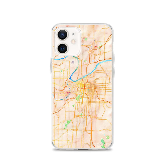 Custom Kansas City Missouri Map iPhone 12 Phone Case in Watercolor