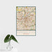 16x24 Kansas City Missouri Map Print Portrait Orientation in Woodblock Style With Tropical Plant Leaves in Water