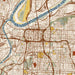 Kansas City Missouri Map Print in Woodblock Style Zoomed In Close Up Showing Details