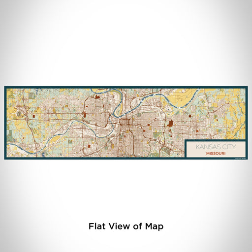 Flat View of Map Custom Kansas City Missouri Map Enamel Mug in Woodblock